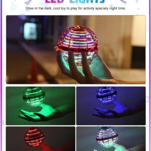 ATHLERIA Pro Hand Operated Mini Drone for Kids Teens,Led Light Arrow Rocket Helicopter Flying Ball Toy,Flying Spinner Interactive Toys,Birthdays for Boys Girls 6+