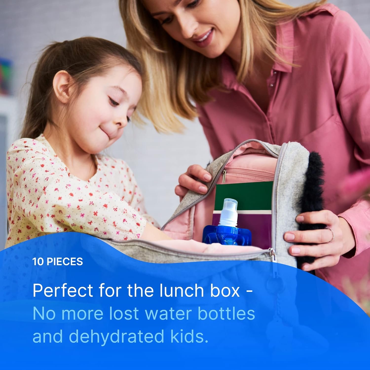 Elite Screens Collapsible Water Bottles - 10-Pack, 16.9 oz, Blue - Foldable & Reusable Water Bottle with Carabiner Strap for Hiking, Camping & Cycling - Long Flight Must-Haves & Theme Park Essentials - Image 5