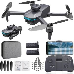 Foldable 4K Drone for Beginners with Dual Adjustable Cameras, Brushless Motors, Obstacle Avoidance, Altitude Hold, Headless Mode, One-Key Takeoff, 2 Batteries, Carrying Case Included
