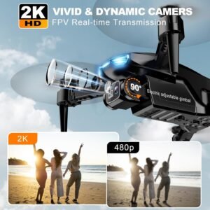 2K FPV Drone with Camera for Adult Beginners – Upgraded Altitude Hold, One Key Start, 2 Batteries & Carry Case, Toys Gifts for Teen Boys Girls, Beginner
