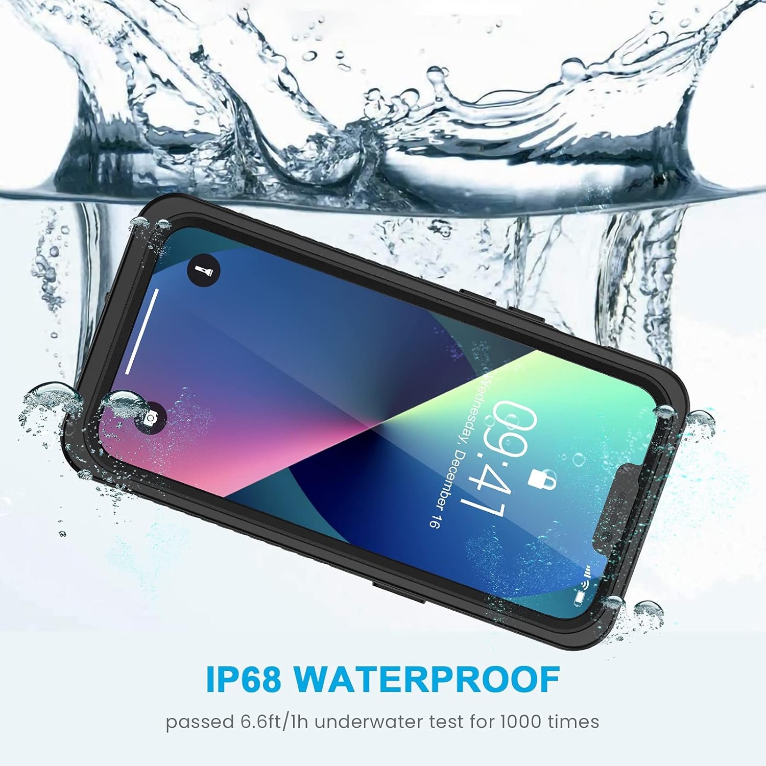 Lanhiem for iPhone 13 Case, IP68 Waterproof Dustproof Shockproof Cases with Built-in Screen Protector, Full Body Sealed Protective Front and Back Cover for iPhone 13, 6.1 inch (Black) - Image 5