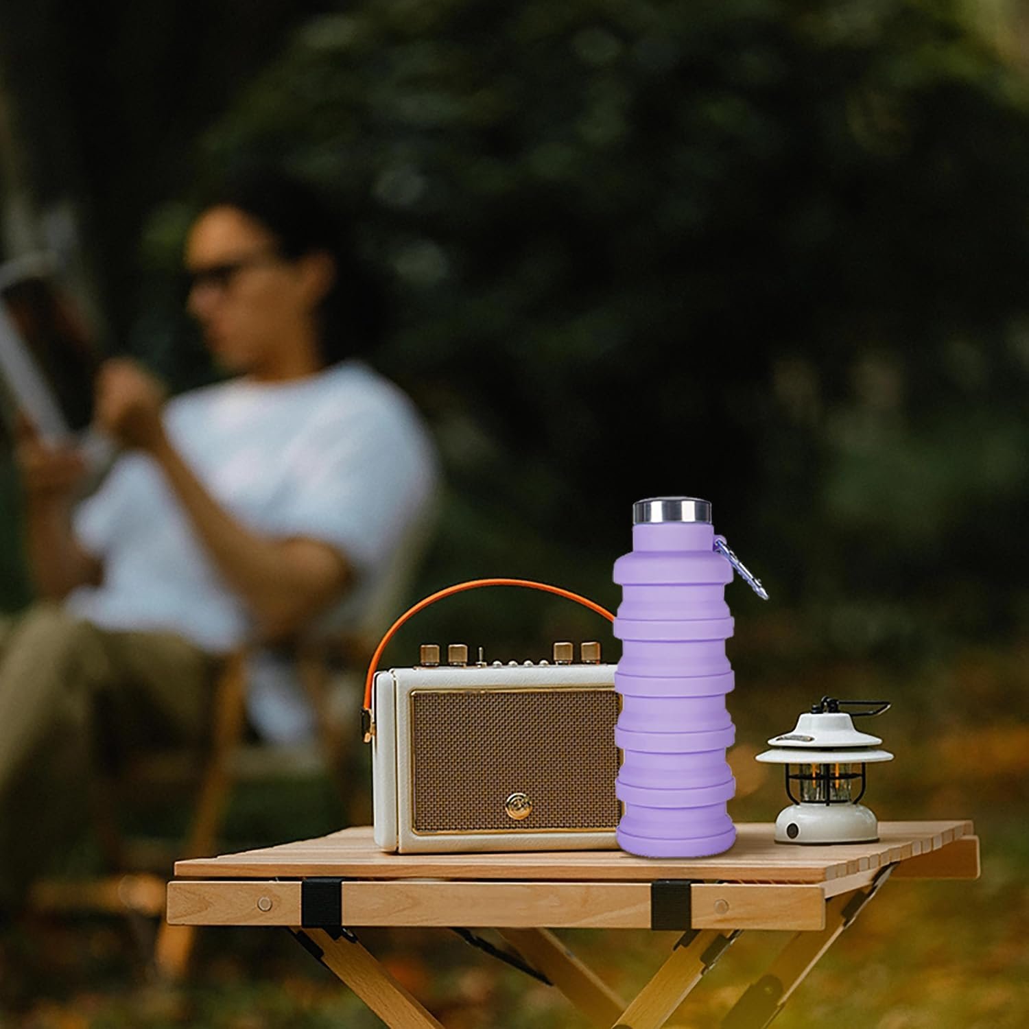 Collapsible Water Bottle,4 Pcs BPA Free Reuseable Silicone Foldable Leakproof 16oz Water Bottles,Portable Lightweight Water Bottles Carabiner for Travel Gym Camping,Hiking Sports - Image 5