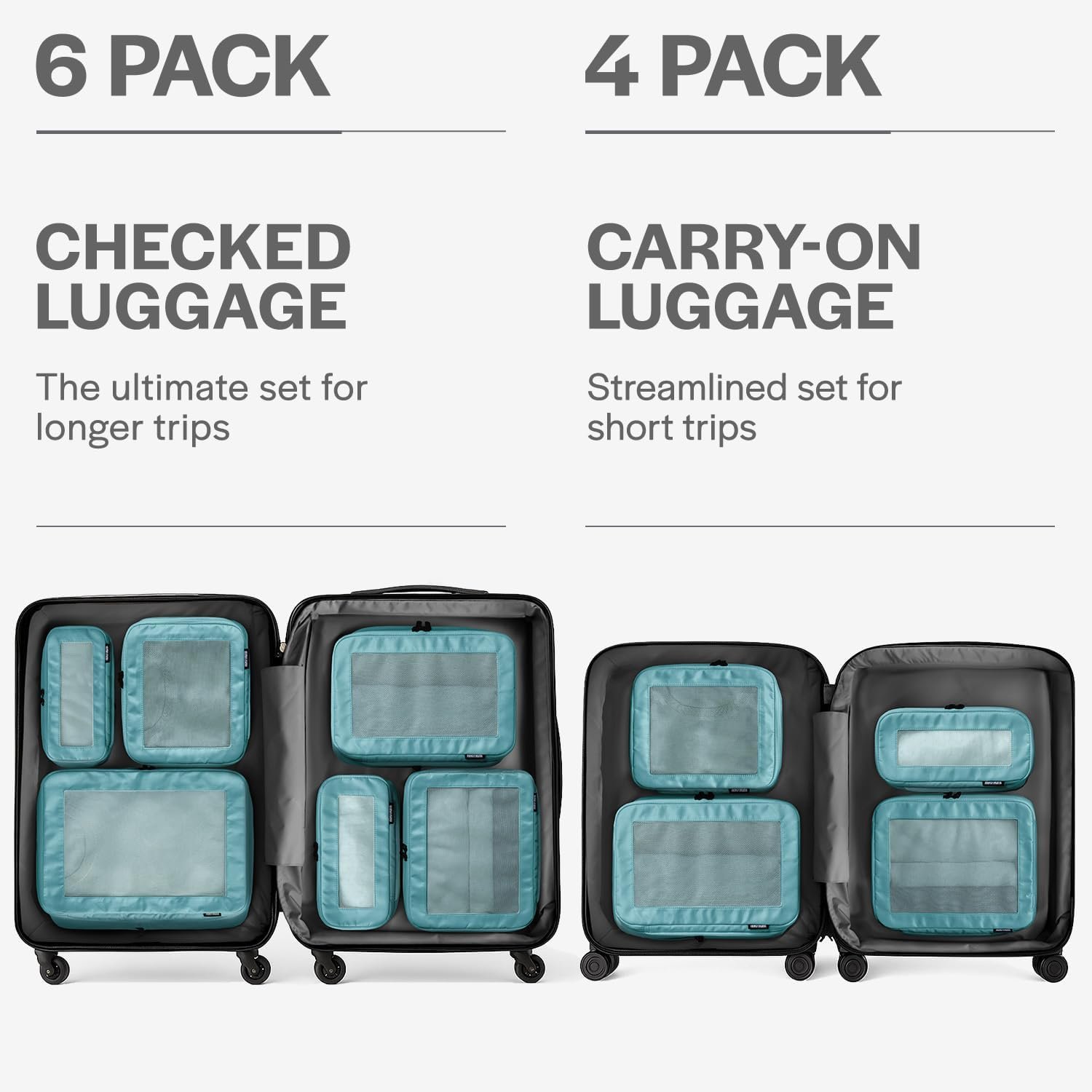 Aerotrunk Compression Packing Cubes for Travel - Luggage Organizer Bags - Double Zipper Packing Cubes for Suitcases (6-Pack, Teal) - Image 4