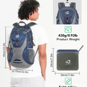WATERFLY Lightweight Packable Hiking Backpack: 30L Foldable Travel Daypack Ultralight Camping Day Pack for Woman Man