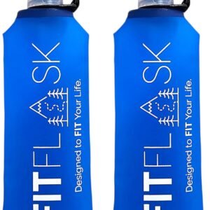 2 Pack Soft Water Bottle, TPU Collapsible Flask Foldable Bottles for Hydration Pack, BPA-Free, for Running Hiking Cycling Climbing (500 ml/ 17 oz)
