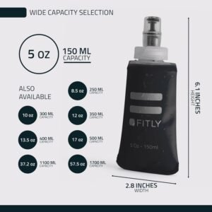 FITLY Soft Flask – Shrink As You Drink Soft Water Bottle for Hydration Pack – Folding Water Bottle Ideal for Running, Hiking, Cycling, Climbing & Rigorous Activity