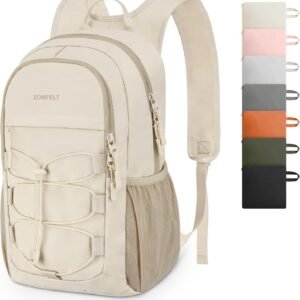 ZOMFELT Hiking Backpack for Women Men, 15L Lightweight Packable Backpack for Trip, Water Resistant Small Travel Backpacks, Foldable daypack for Hiking, Walking, Cycling, Camping, Beige