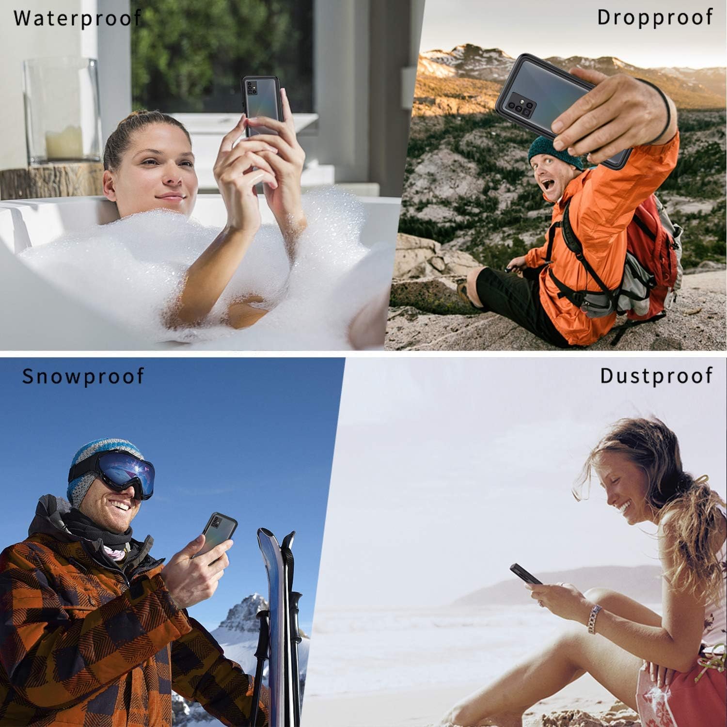 Lanhiem for Samsung Galaxy A51 Case, IP68 Waterproof Dustproof with Built-in Screen Protector, Heavy Duty Full Body Protective Phone Case for Galaxy A51 4G, Black - Image 7
