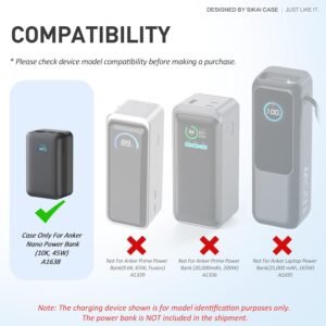 Silicone Case for Anker Nano Power Bank (10,000mAh 45W) A1638 Protective Cover with Precise Cutouts, Shockproof Scratch-Resistant Dust-Proof for Daily Use & Travel & Flight (Black)