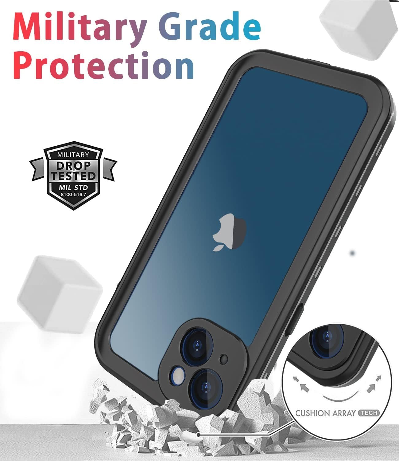 for iPhone 13 Case Waterproof Shockproof Dustproof Full-Body Sturdy with Camera Lens Protector and Built-in Screen Protector,Underwater Full Sealed Cover Protective for iPhone 13(Black) - Image 5