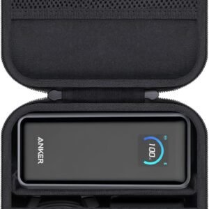 co2CREA for Anker 25,000mAh 165W / Prime 26,250mAh Power Bank and Laptop 140W USB-C Charger, Hard Travel Case Compatible with 25K Power Bank A1695, Case Only (Black Case)