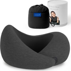 Ostrichpillow Go Neck Pillow, Travel Pillows for Airplanes, Premium Memory Foam Travel Pillow, 360º Ergonomic Design, Asymmetrical Sides, Travel Bag Included, Washable Modal Cover