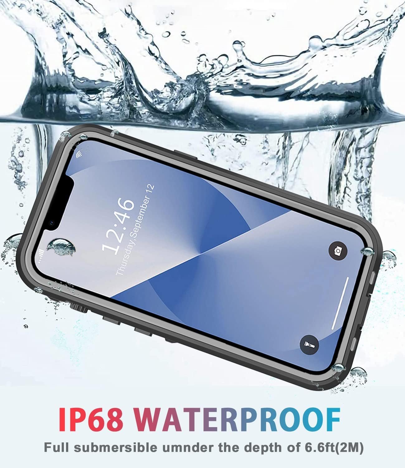 for iPhone 13 Case Waterproof Shockproof Dustproof Full-Body Sturdy with Camera Lens Protector and Built-in Screen Protector,Underwater Full Sealed Cover Protective for iPhone 13(Black) - Image 4