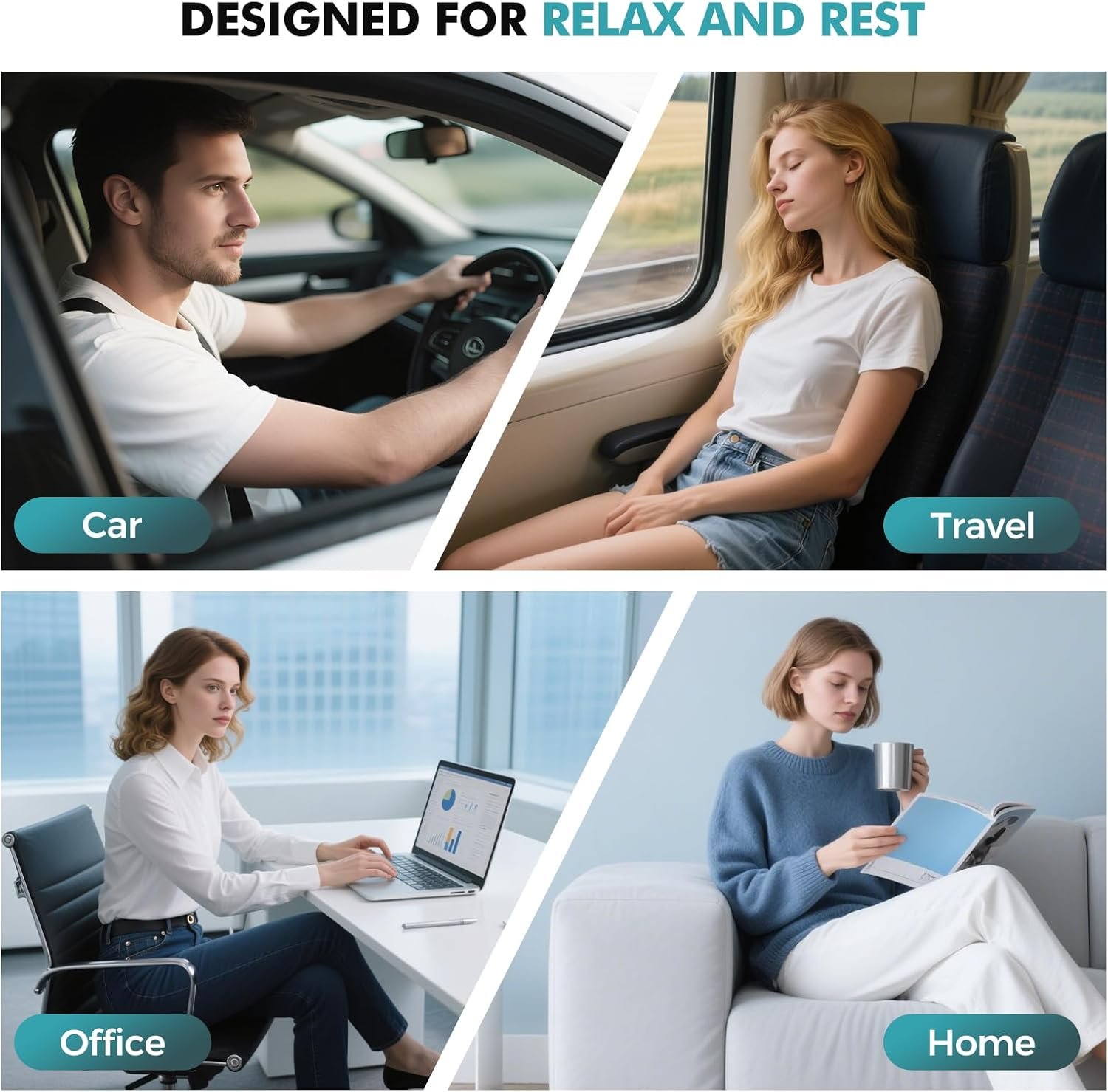 Travel Neck Pillows for Airplanes - 360° Ergonomic Memory Foam Travel Pillow - Relief Neck Pain with Breathable Support for Long Flights, Car, Train & Office Use - Adults & Kids (Light Gray) - Image 7