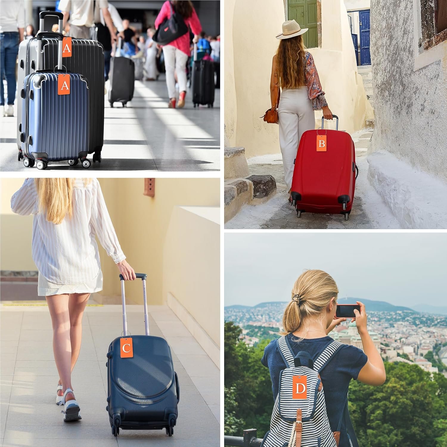 Gostwo 2 Pack Luggage Tags for Suitcases, 26 Initial Letter Travel Luggage Baggage Identification Labels ID Tag Fully Bendable Tags with Stainless Steel Loop (Orange) (Letter A) - Image 5