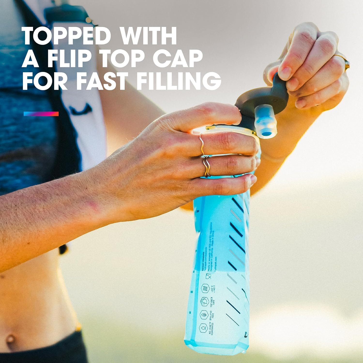 HydraPak UltraFlask Speed (500ml or 600ml) - Collapsible Soft Flask Water Bottle for Hydration Vests and Running Packs with Easy Open Cap - Image 4