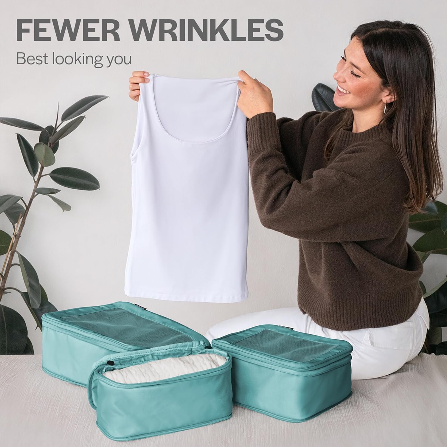 Aerotrunk Compression Packing Cubes for Travel - Luggage Organizer Bags - Double Zipper Packing Cubes for Suitcases (6-Pack, Teal) - Image 8