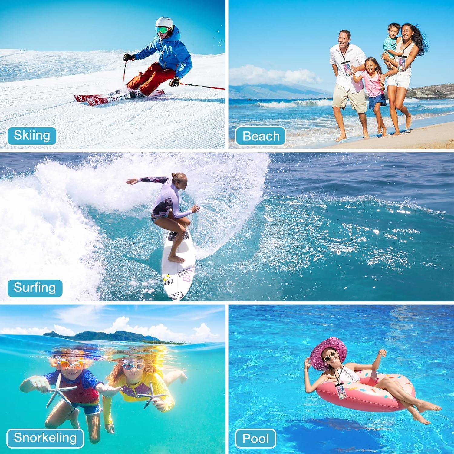 ProCase 6 Pack Waterproof Phone Pouch Dry Bag Underwater Case for iPhone 16 15 14 13 12 11 Pro Plus Max Mini Xs XR X 8 7, Galaxy S23 S22 S21 Ultra Note up to 7" -Mixed - Image 7