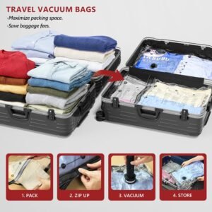 18 Pack Travel Vacuum Storage Bags for Clothing with Rechargeable Electric Pump, Compression Packing Cubes Organizer for Luggage Suitcase, Space Saver Seal Bags for Vacation Cruise