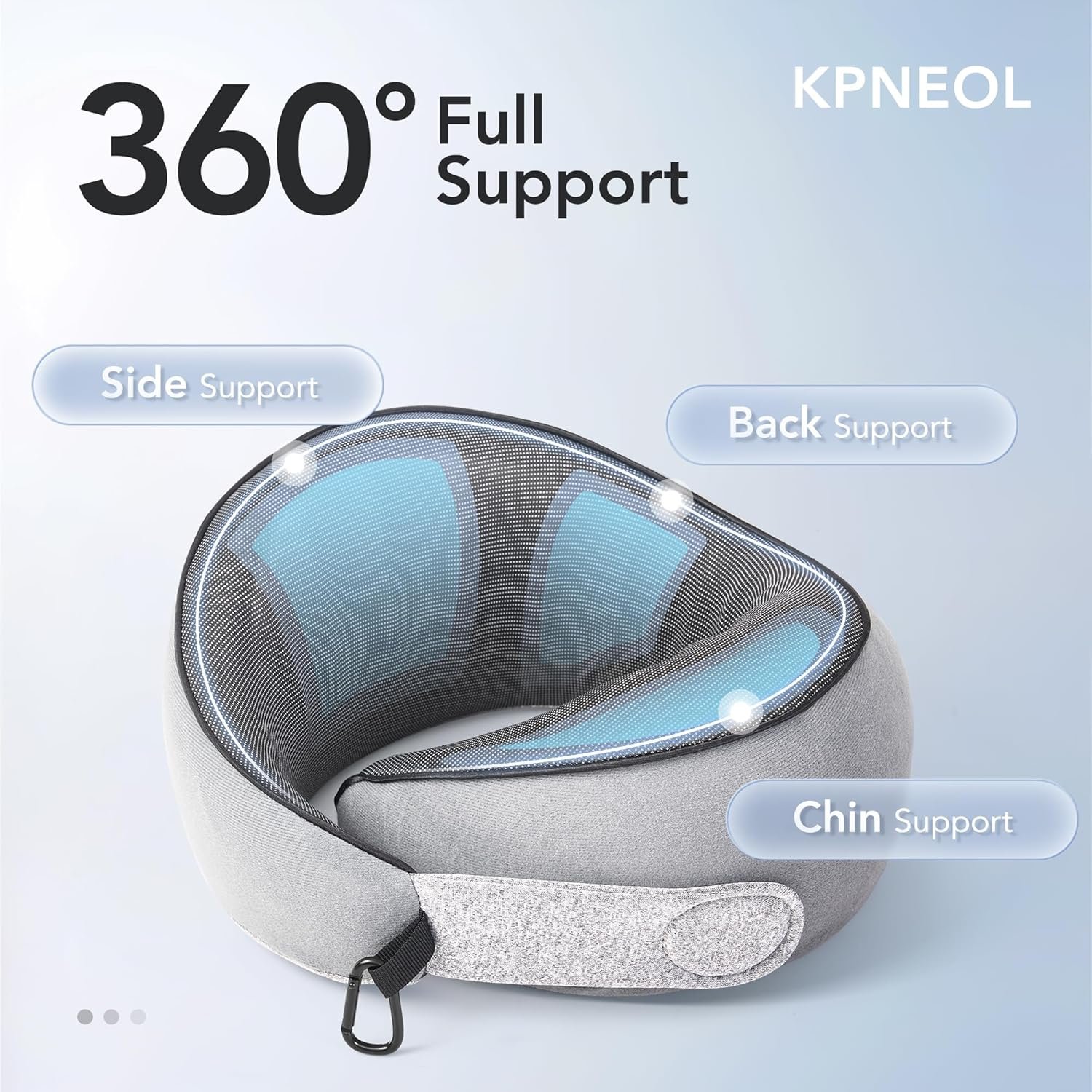 KPNEOL Travel Pillow, 100% Pure Memory Foam Travel Neck Pillow Airplane Neck Support Ergonomic Design for Traveling Suitable for Airplanes,Offices and Cars-Gray - Image 2
