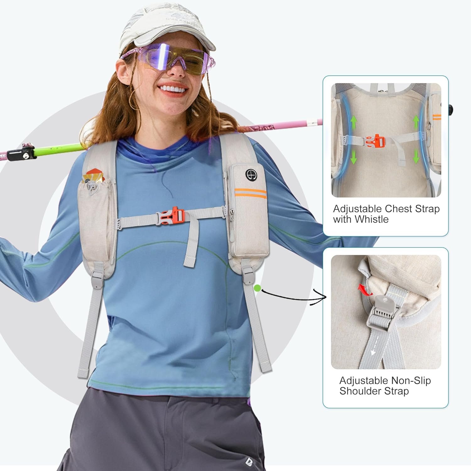 FIORETTO 15L Hiking Backpack for Women Men Mini Packable Backpack Lightweight Small Daypack for Camping Travel Outdoor, Beige - Image 3