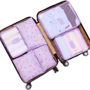 Travel Packing Cubes Lightweight, 6 Set Luggage Organizers for Suitcase, Travel Accessories Bags for Clothes Shoes Cosmetics Electronics Toiletries (Purple Cherry)