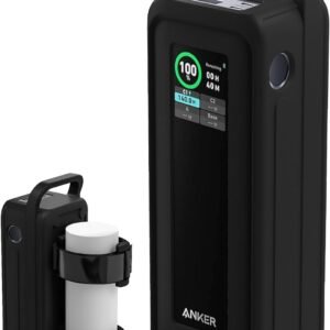 Protective Silicone Case for Anker Prime Power Bank 27,650mAh 250W – Portable with Handle & Hook Loop Strap, Anti-Slip & Shockproof Design (Black)