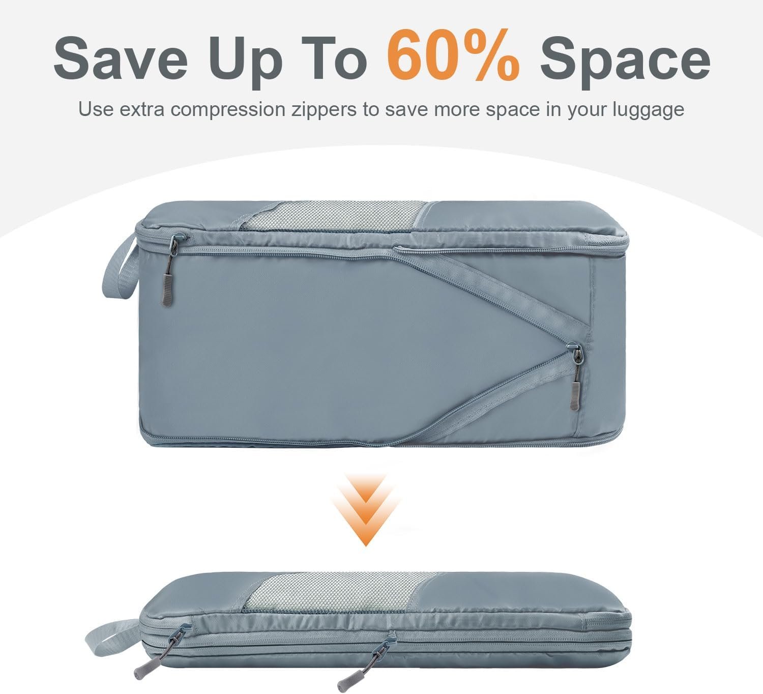 10 Set Compression Packing Cubes, Suitcase Organizer Bags Set for Travel Accessories, Lightweight Travel Essentials, Grey - Image 2