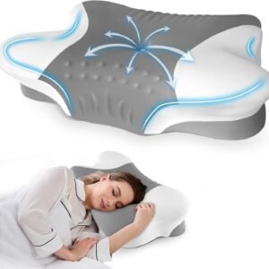 Cervical Neck Pillow for Side Sleepers – Cooling Contour Memory Foam Pillows Ergonomic Neck Support Adjustable Bed Pillows for Neck Comfort – Ideal Christmas Birthday Gift for Women Men