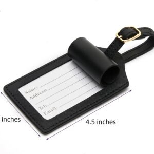 Luggage Tag PU Leather for Suitcase Baggage Handbag Travel Bag Label Suitcase Tag Label Tag w. Name Card & Privacy Cover (A)