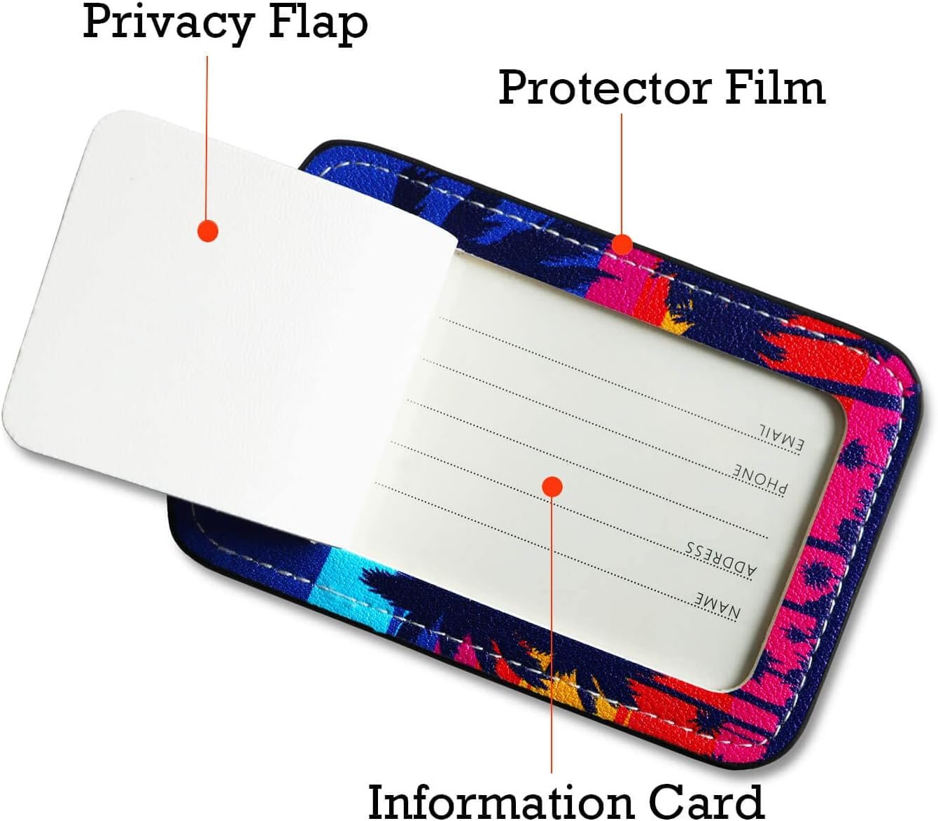 Luggage Tags for Suitcases-Leather Luggage Tag 4 Pack with Loops Cute Bag/Backpack/Suitcase Tags Bulk Travel Essentials for Flying - Image 3