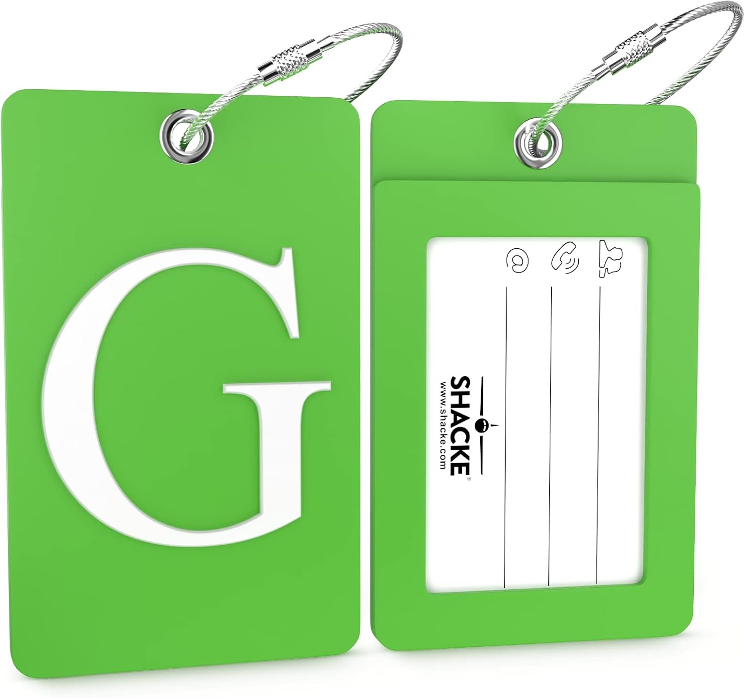 Shacke Luggage Tag Initial – Fully Bendable Tag w/Stainless Steel Loop (Letter G) - Image 2