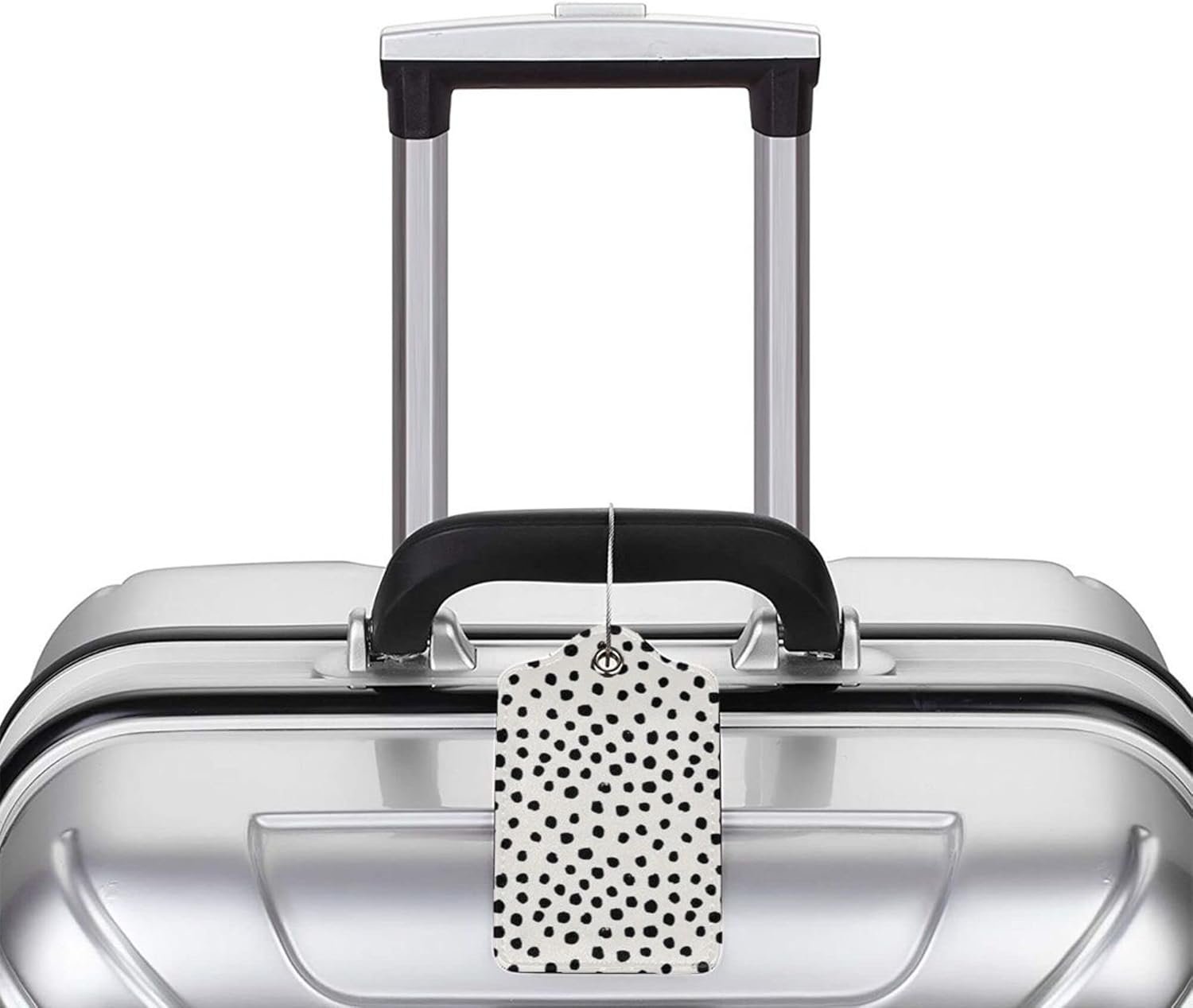 BLOCIT 2 Pack PU Luggage Tag for Suitcase Cute Unique Leather Suitcase Tags Identifiers with Privacy Name ID Label and Metal Loop for Baggage Handbag School Bag Backpack (Cute Black Polka Dot) - Image 5