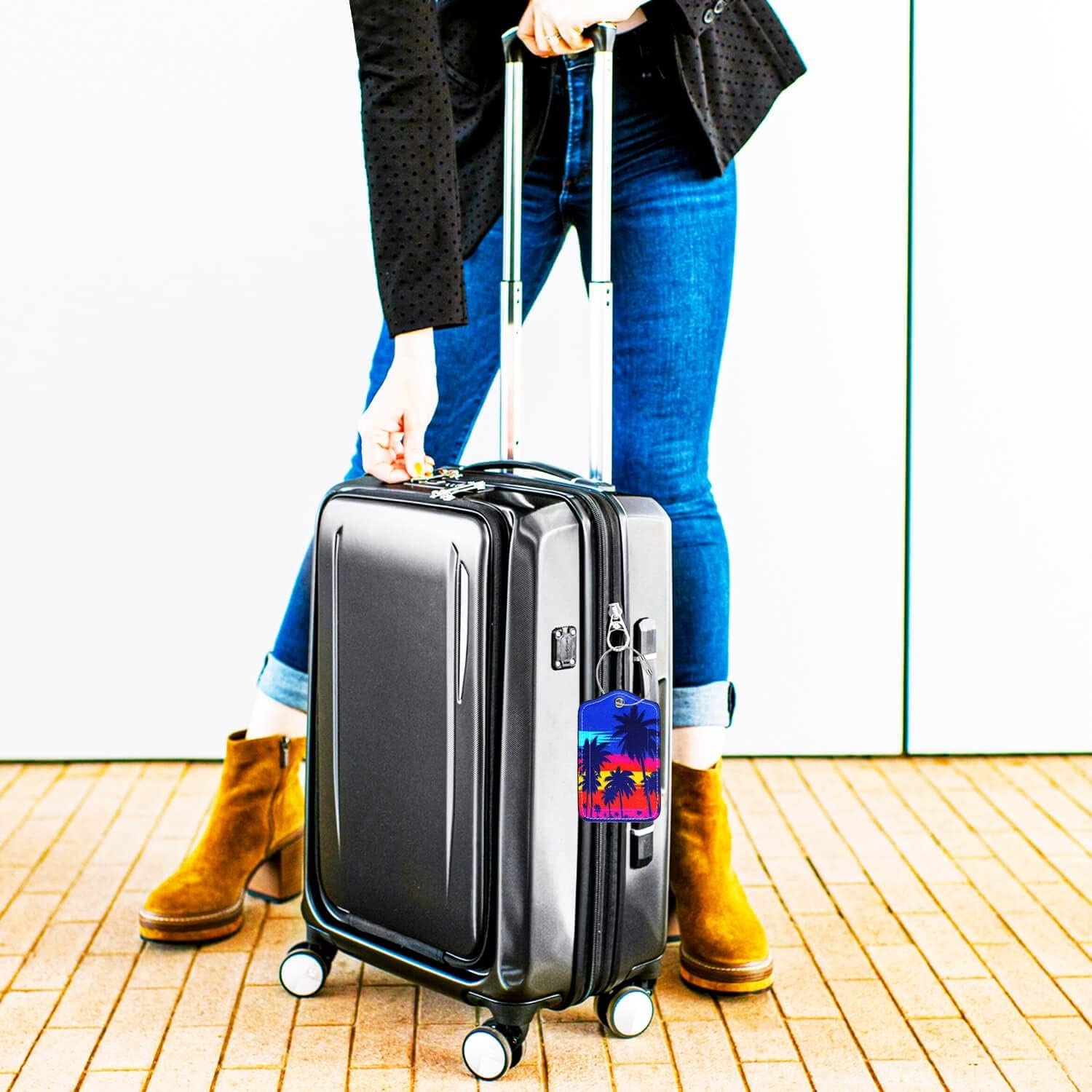 Luggage Tags for Suitcases-Leather Luggage Tag 4 Pack with Loops Cute Bag/Backpack/Suitcase Tags Bulk Travel Essentials for Flying - Image 5