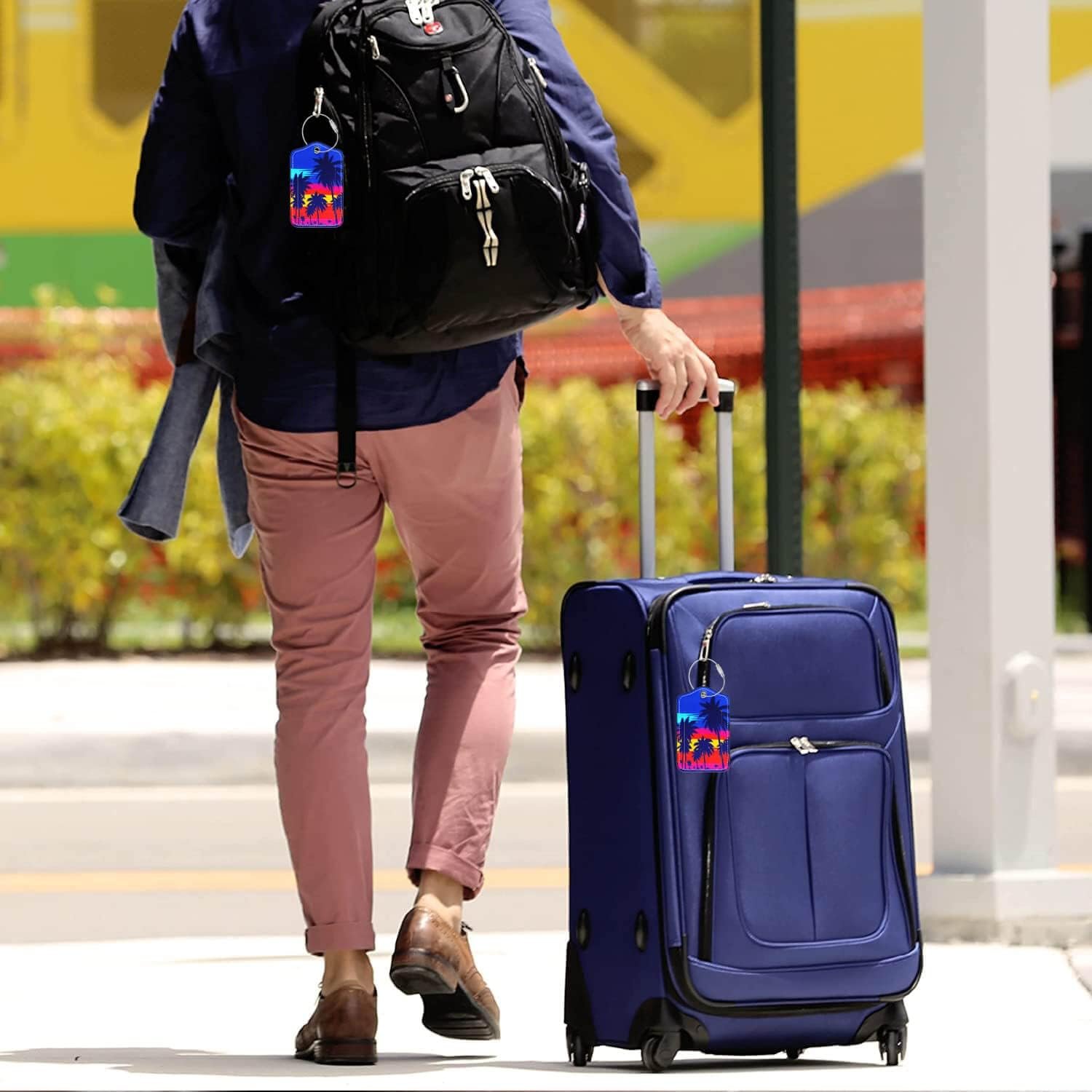 Luggage Tags for Suitcases-Leather Luggage Tag 4 Pack with Loops Cute Bag/Backpack/Suitcase Tags Bulk Travel Essentials for Flying - Image 6