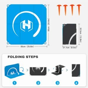 STARTRC PHOTO Large Drone Landing Pad Foldable 2×3 Fast-Fold, (26in/65cm) Double-Sided Waterproof Launch Pad, Weighted Helipad for DJI Air 3S/Mavic 4 Pro/Avata 2/Mavic 3 Pro/Mini 4k Drone Accessories, Blue-Gray