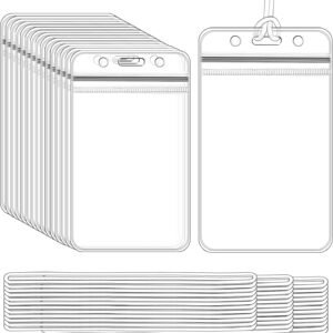 50 Pieces Plastic Holders for Luggage Tags, Badge Labels, and ID Cards with 50 Pack Luggage Tag Loop Straps for Office, Business, and Travel Supplies