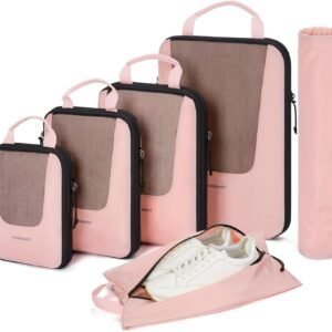 BAGSMART Compression Packing Cubes for Travel, 6/5/4set Lightweight Packing Organizers, Summer Travel Essentials Suitcase Organizer Bags Set