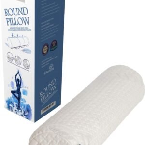 Comfort Memory Foam Neck Roll and Cervical Bolster Round Pillow with Removable Washable Soft Cover for Spine and Neck Back Lumbar Leg Vertebra Support (18×6 inch Pillow)