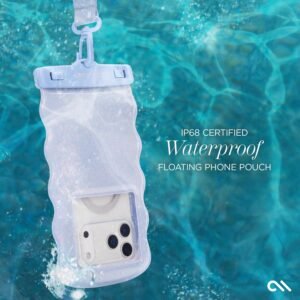Case-Mate Wavy IP68 Waterproof Phone Pouch – Large Floating Phone Case w/Crossbody Lanyard – Cruise Ship Travel Essentials Compatible w/All Devices – Hidden Pocket for Card/Cash- Mist Twinkle