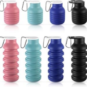 LemonRoad 4 Pcs 20 oz Portable Collapsible Water Bottles Reusable Silicone Foldable Water Bottle Lightweight Leakproof Expandable for Gym Traveling Camping Hiking Sports