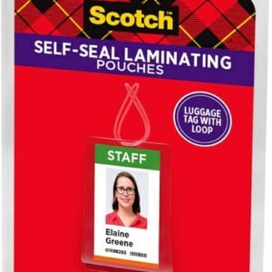3M Scotch Self-Sealing Laminating Pouches, Bag Tags with Loops, Glossy, 5 Pouches (LS853-5G)