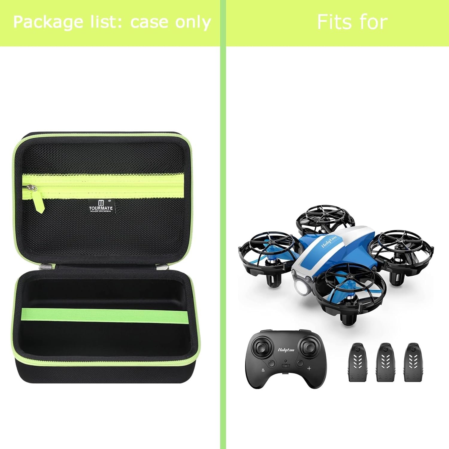 Hard Storage Case for Holy Stone HS210 Mini Drone,Travel case for Kids and Beginners RC Nano Quadcopter Indoor Small Helicopter Plane(case only) (Black & Green) - Image 7