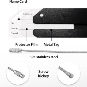 12 Pieces Luggage Tags Business Card Holder Aluminum Metal Travel ID Bag Tag for Suitcases Travel Luggage Baggage Identifier(Black)
