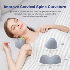ComfortLife Small Neck Stretcher Pillow for Pain Relief, Medium Soft Cervical Traction Device Neck Mild Support Pillow Foam Cervical Neck Pillow for Tension Muscle Relax Relief (Grey)