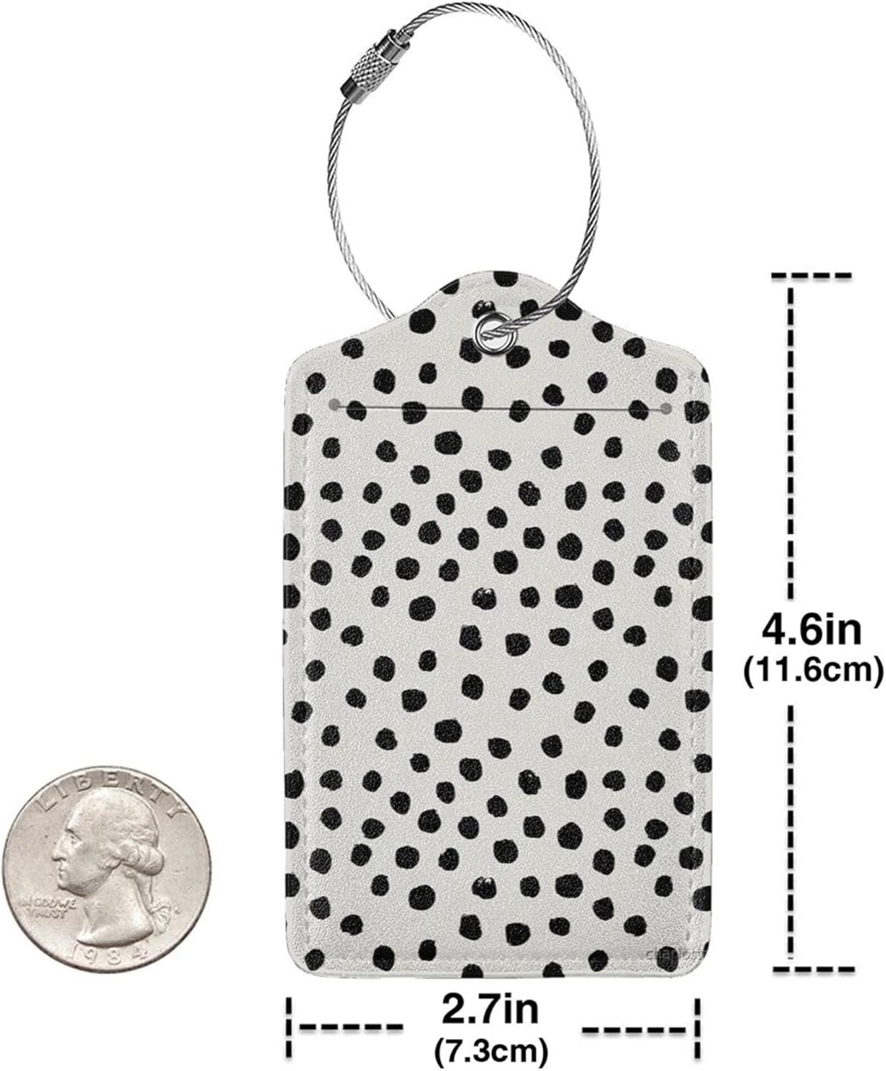 BLOCIT 2 Pack PU Luggage Tag for Suitcase Cute Unique Leather Suitcase Tags Identifiers with Privacy Name ID Label and Metal Loop for Baggage Handbag School Bag Backpack (Cute Black Polka Dot) - Image 2