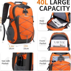 40L Hiking Backpack Lightweight Daypack Waterproof Travel Camping Backpack for Men Women Sport Packable