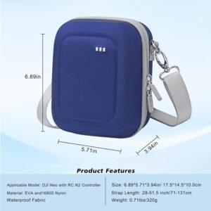 Krypthos Carrying Case for DJI Neo, Portable Shoulder Bag Travel Neo Case with Elastic Strap to Fix DJI Neo Drone, Suit for Travel and Home Storage Drone and Its Accessories Blue-Not for Neo 2