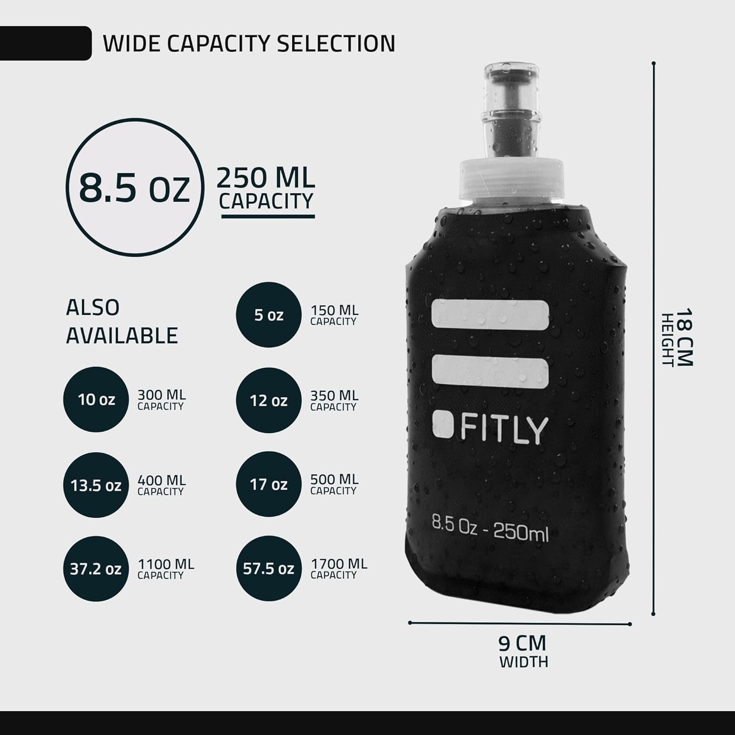 FITLY Soft Flask - Shrink As You Drink Soft Water Bottle for Hydration Pack - Folding Water Bottle Ideal for Running, Hiking, Cycling, Climbing & Rigorous Activity - Image 2