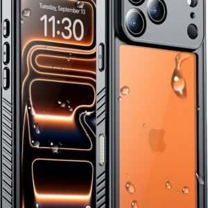Temdan Compatible with iPhone 17 Pro Max Case,Waterproof Built-in Screen & Camera Protector IP68 Underwater Full Body 17FT Military Dropproof Shockproof Phone Case 6.9″-Black/Clear